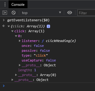 Chrome DevTools event listeners