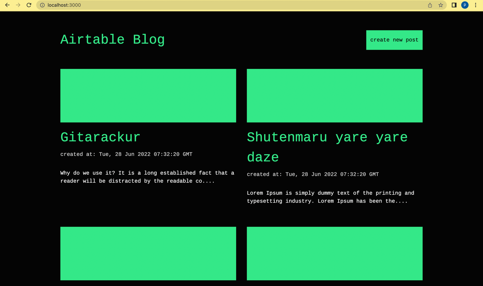20 The component for viewing all blog posts