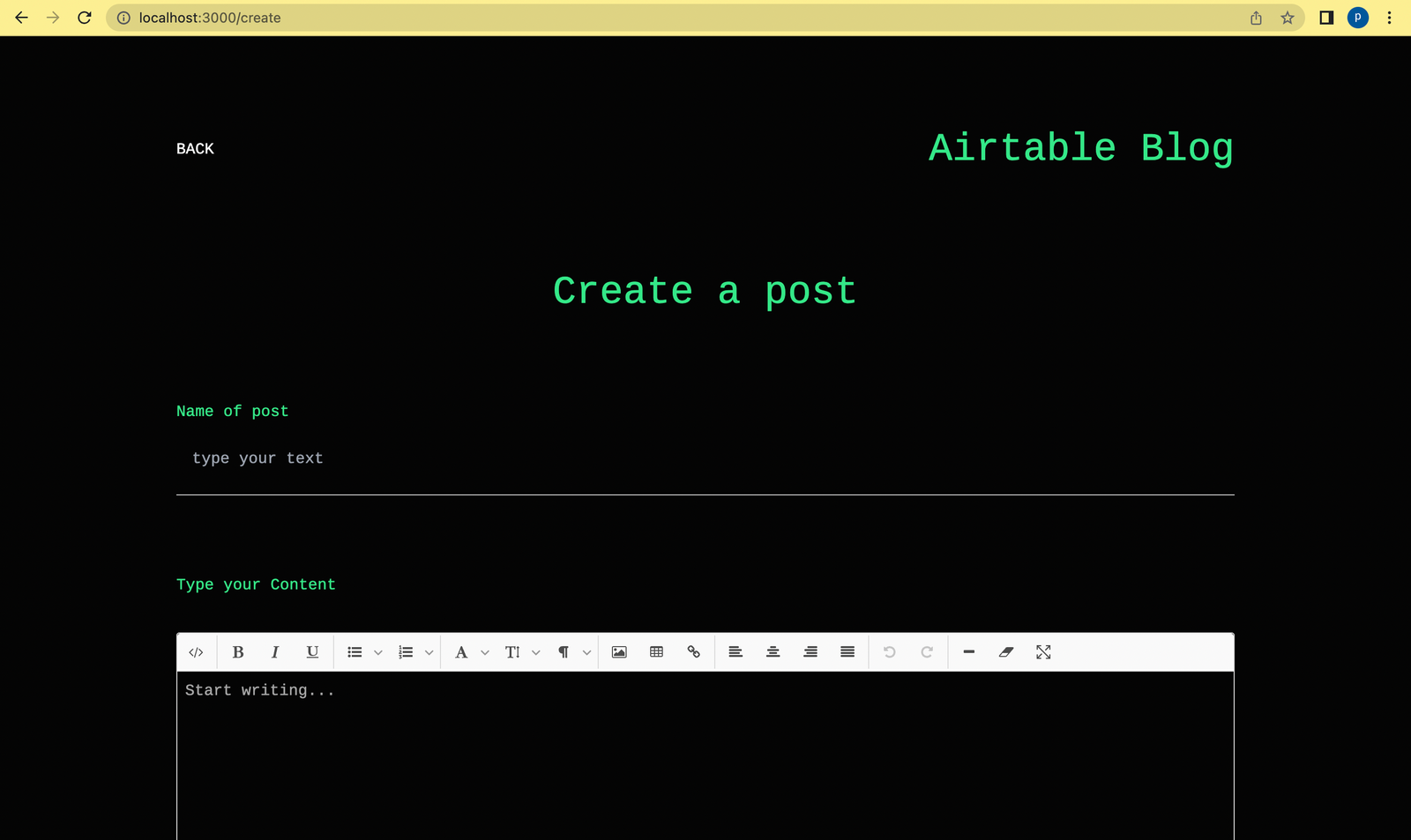 21 the component for creating a blog post