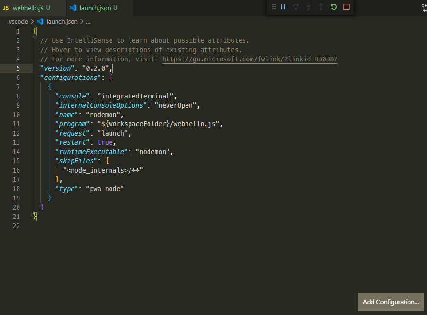 VS Code launch configuration