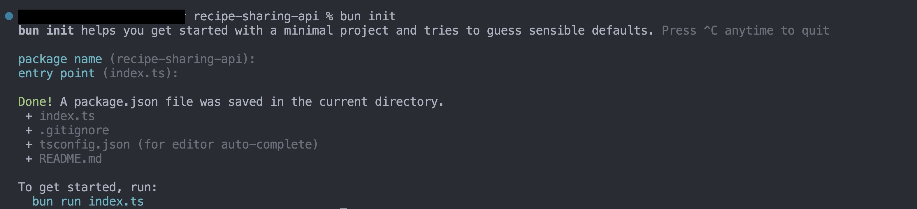 Initialize new Bun Application
