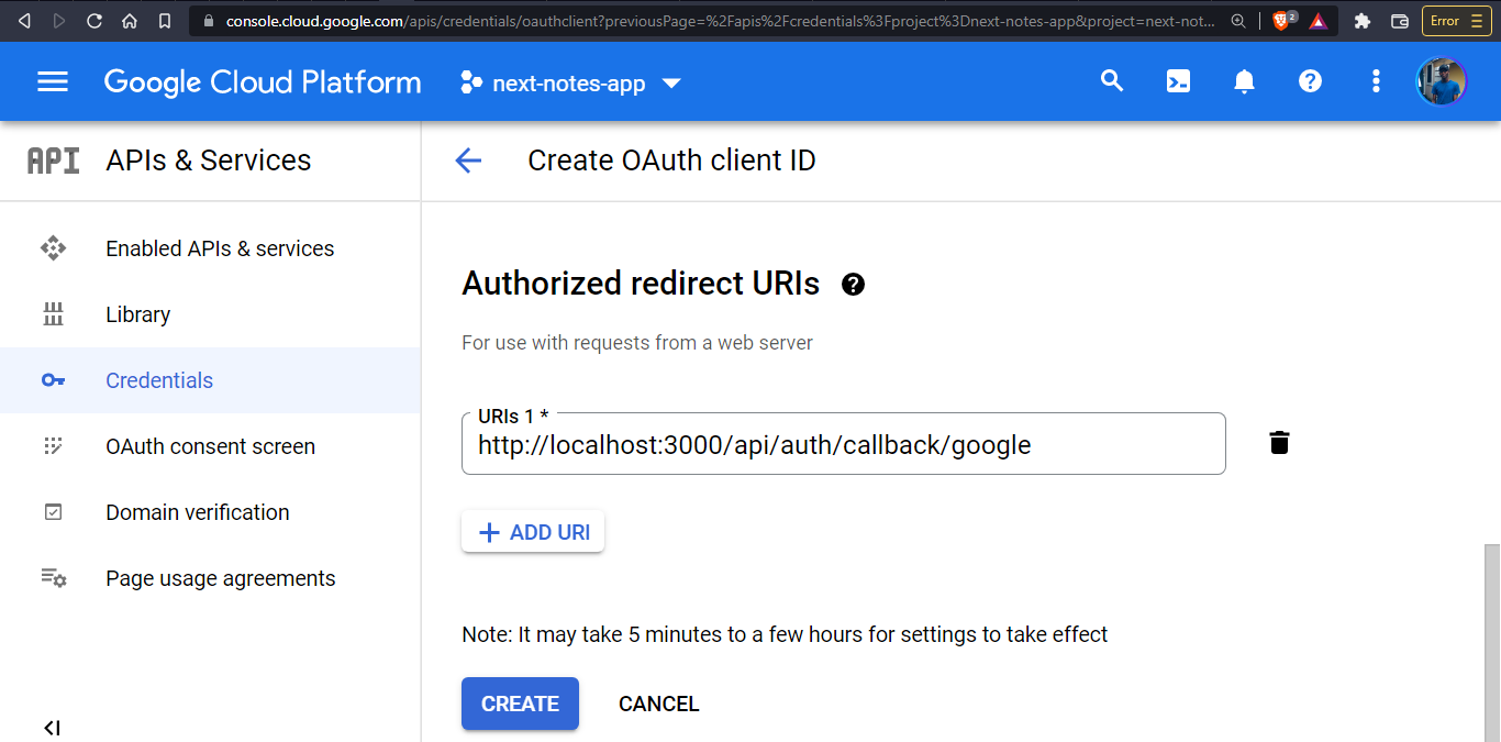 Add authorized URI