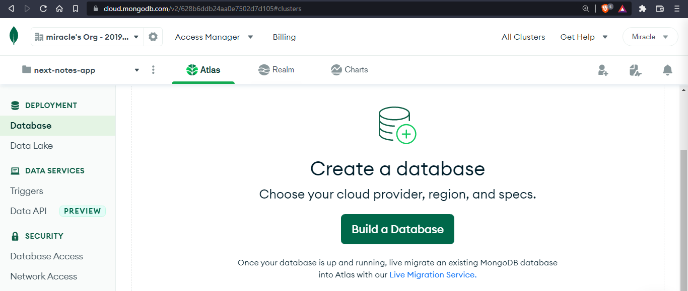 Create new database