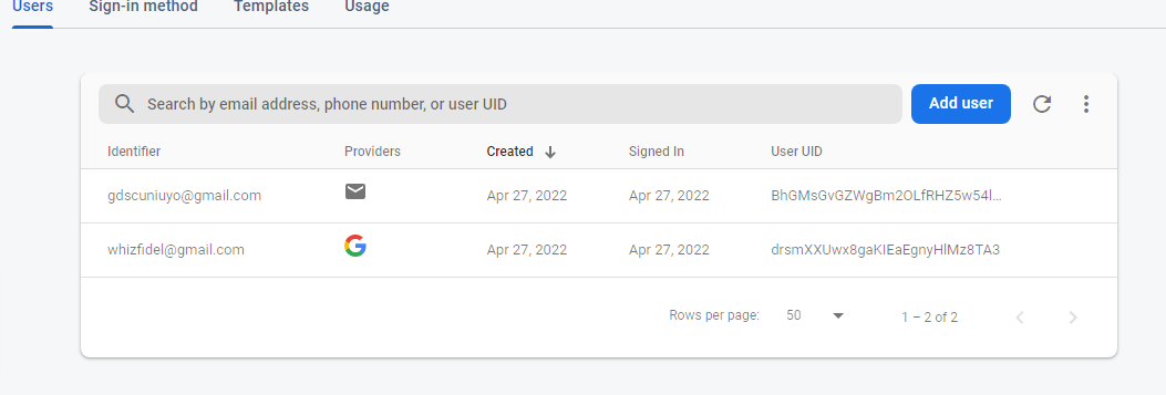 User data was saved
