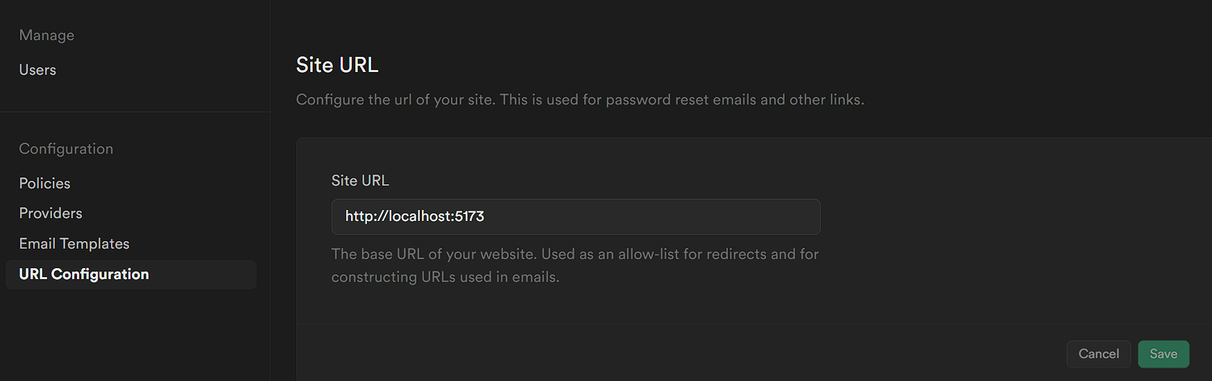 Auth URL Configration
