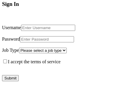 A sign-in form
