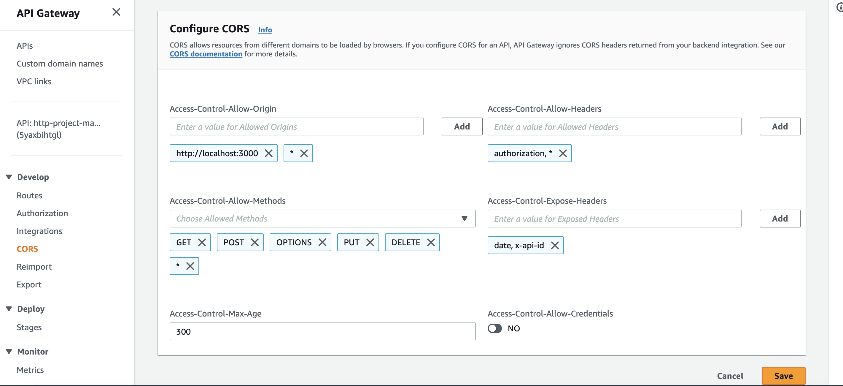 Configure CORS