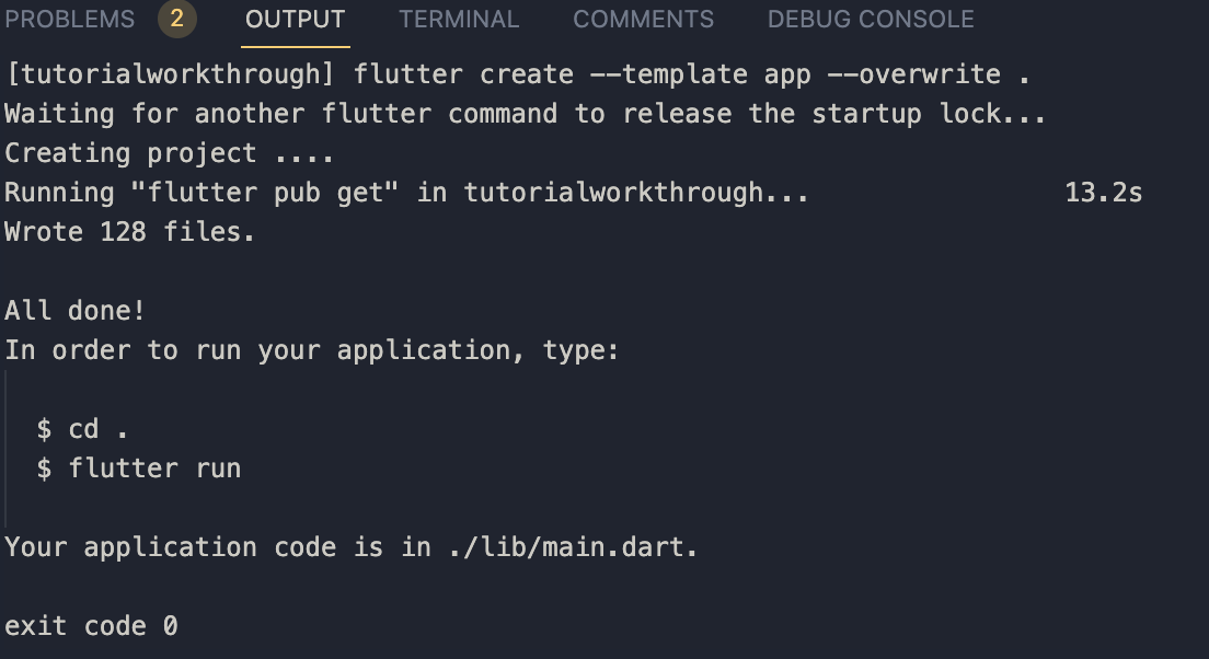 successfully created project