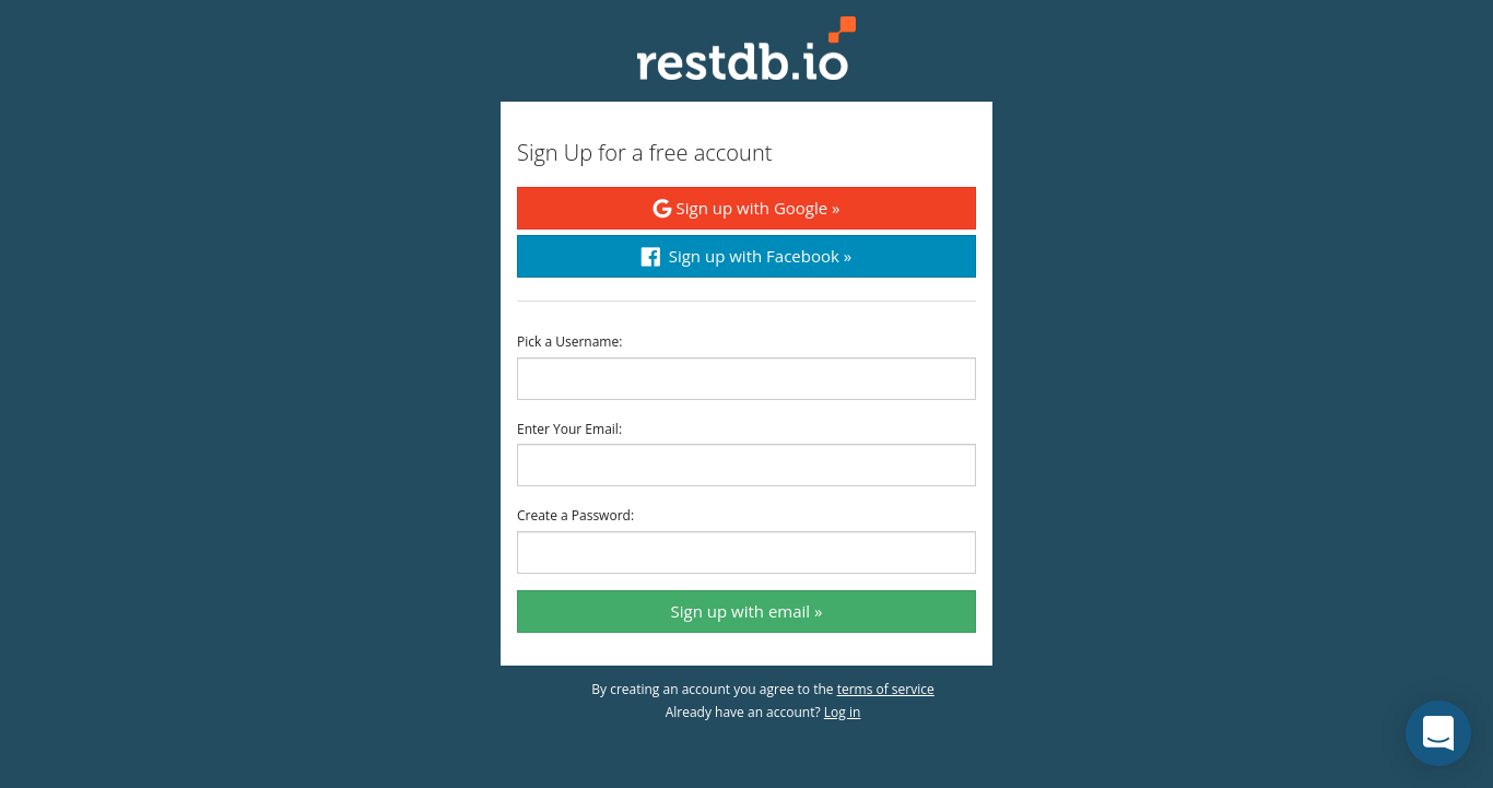 Signup page