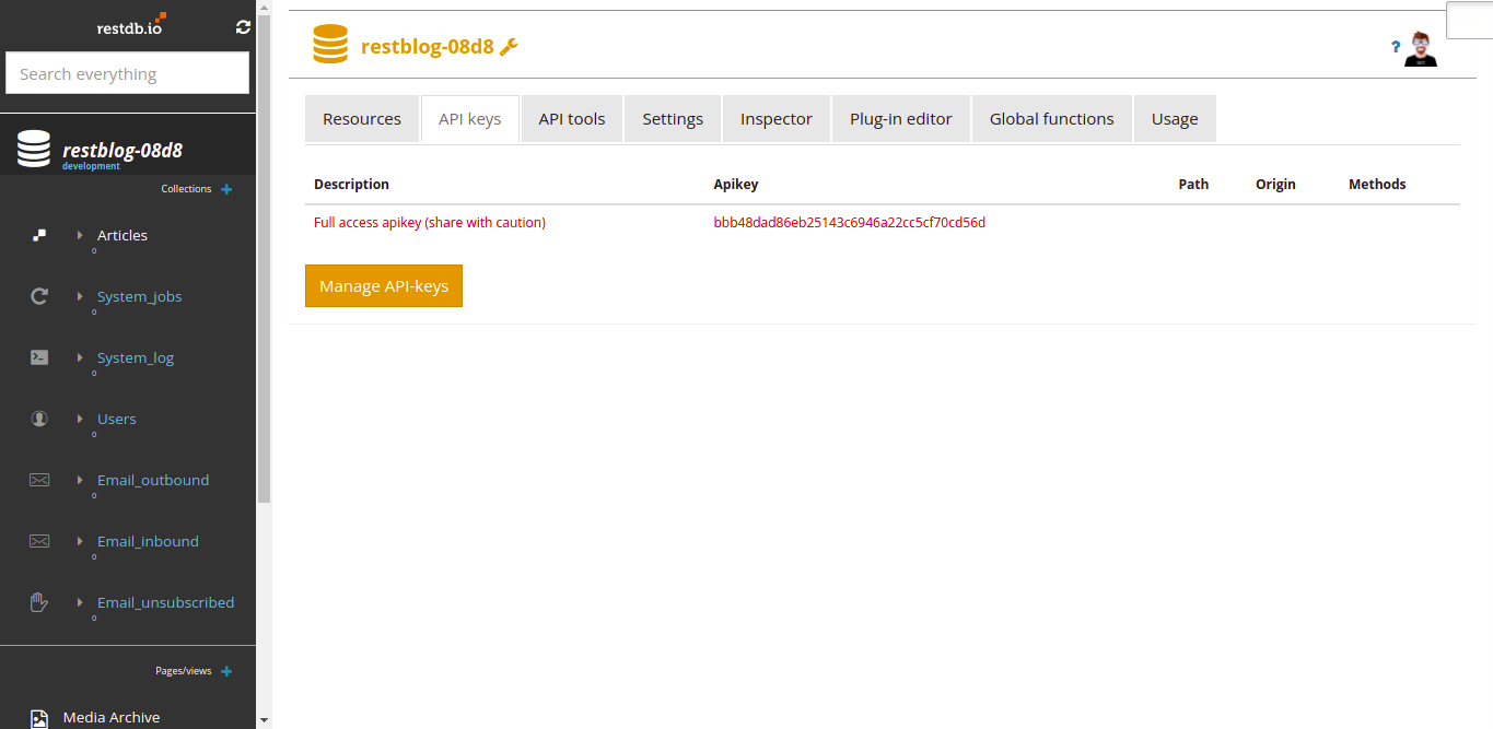 API key for Swagger