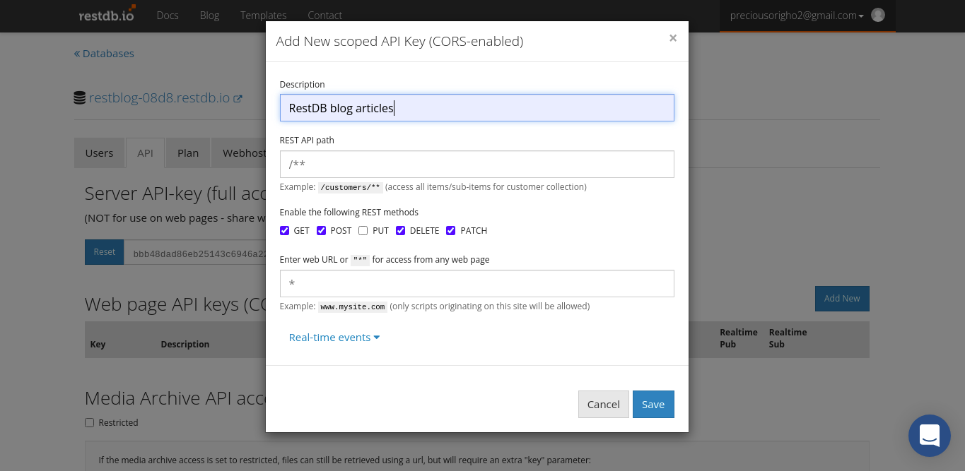 Adding the new API key