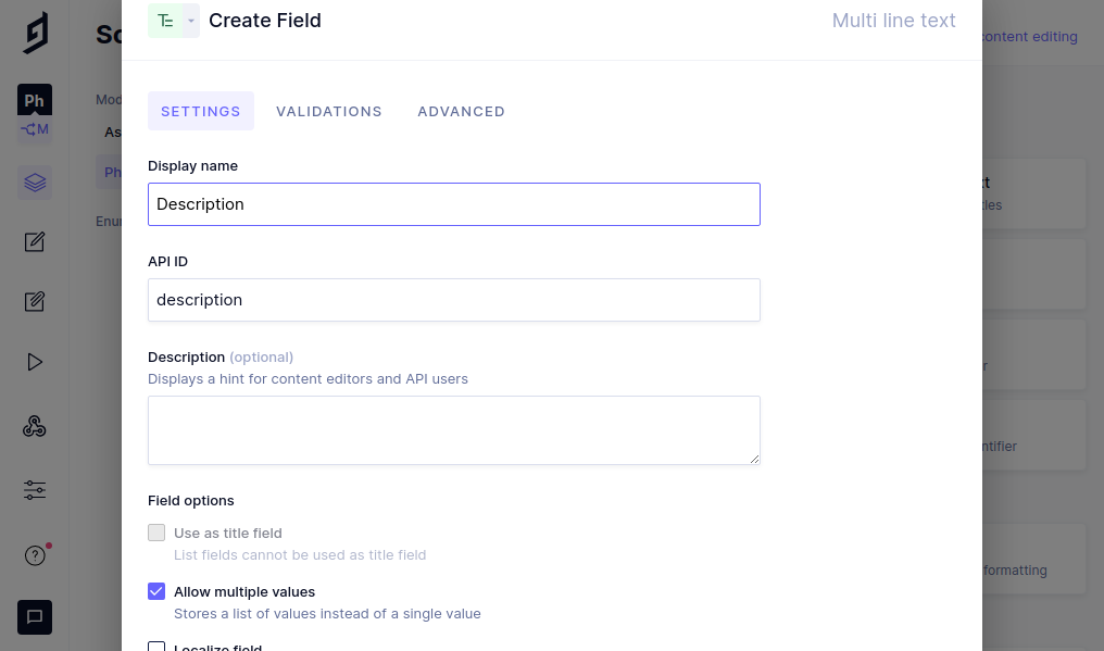 The "description" field