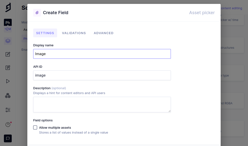 The "image" field