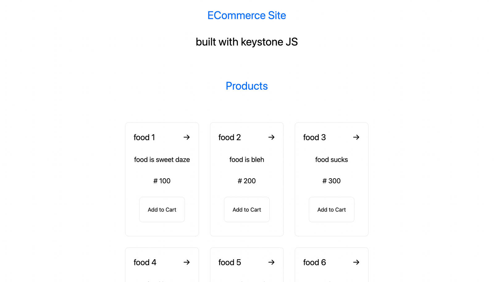6 output of the index.js page with fetched products