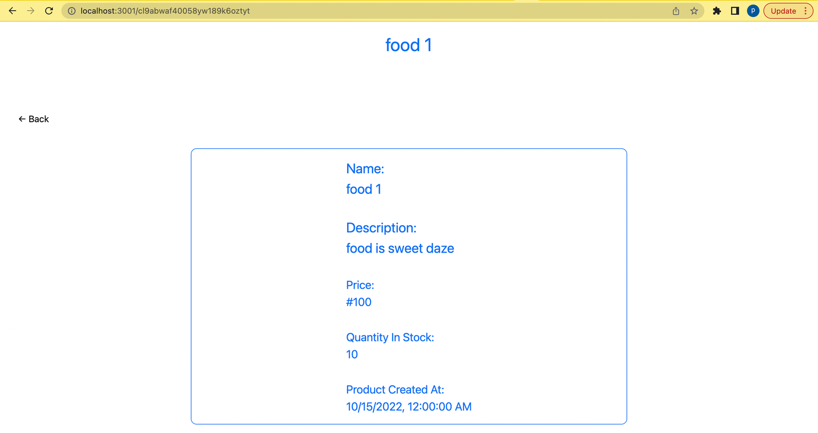 7 output of the [id].js page with a fetched product