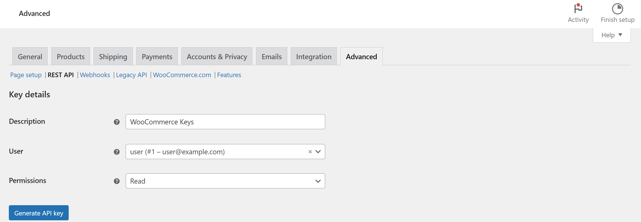 WooCommerce keys