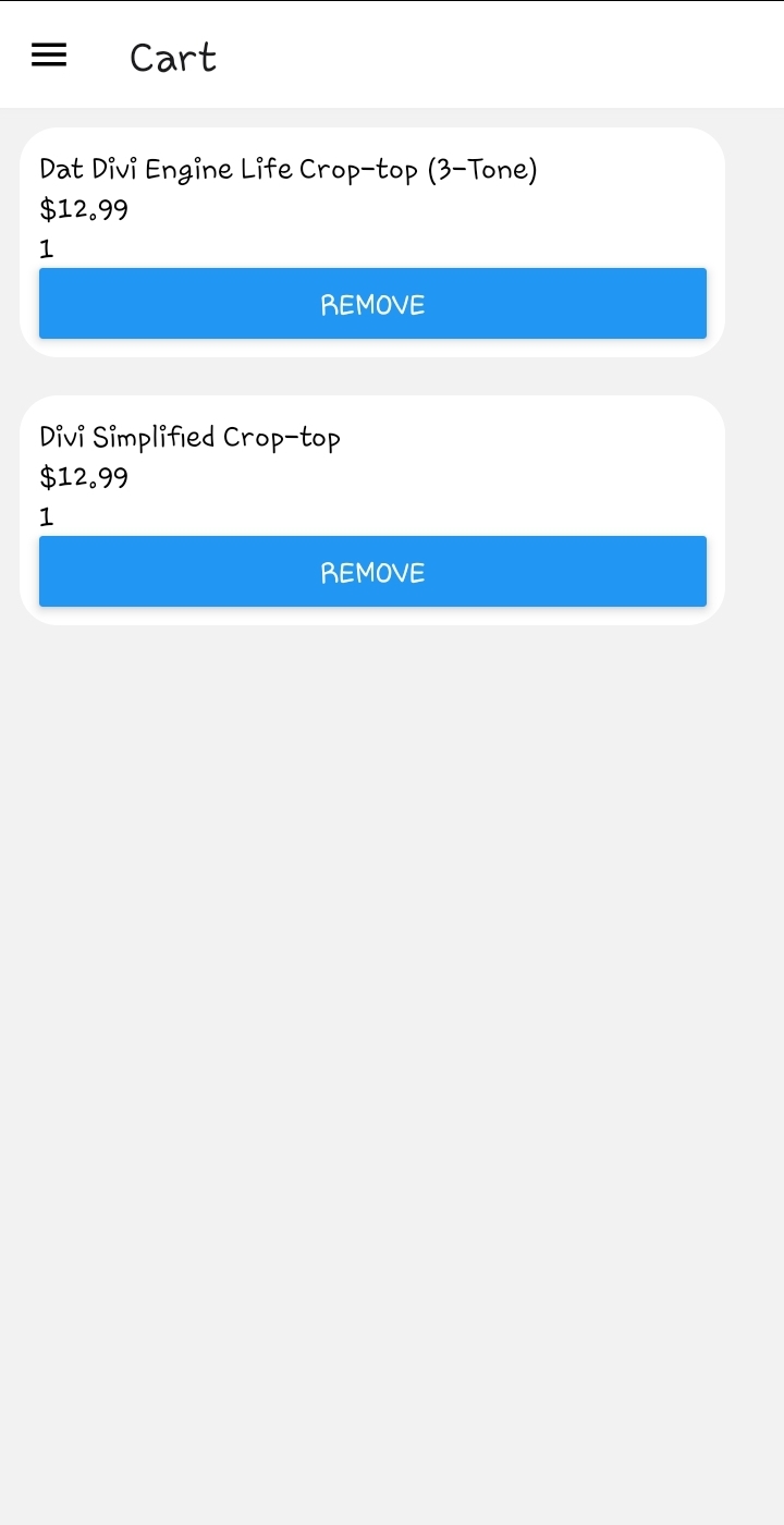 React Native CART screen