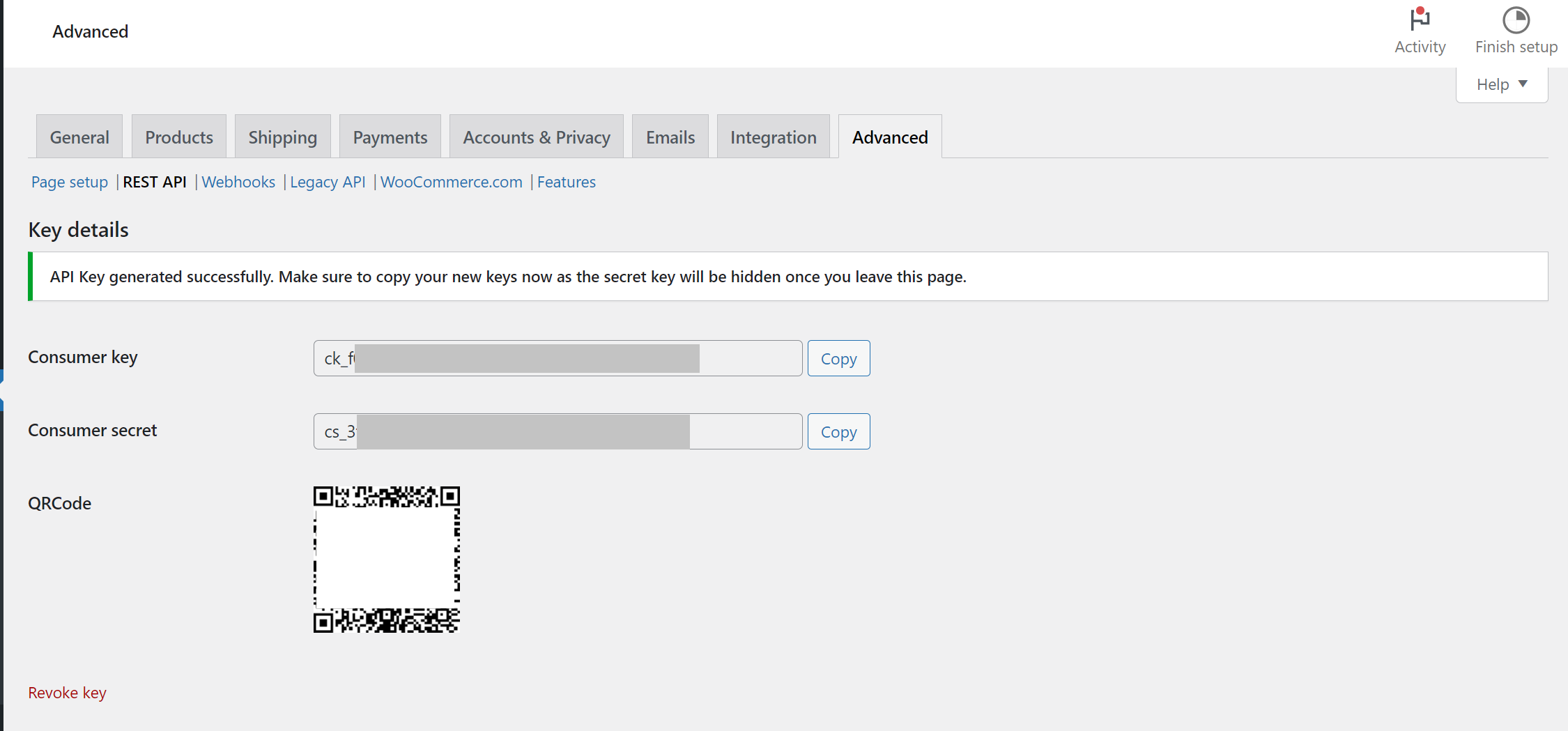 WooCommerce keys