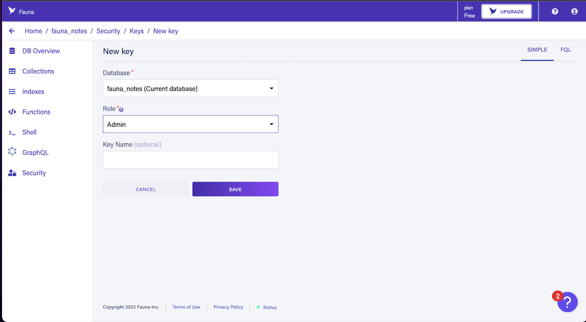Creating an access key