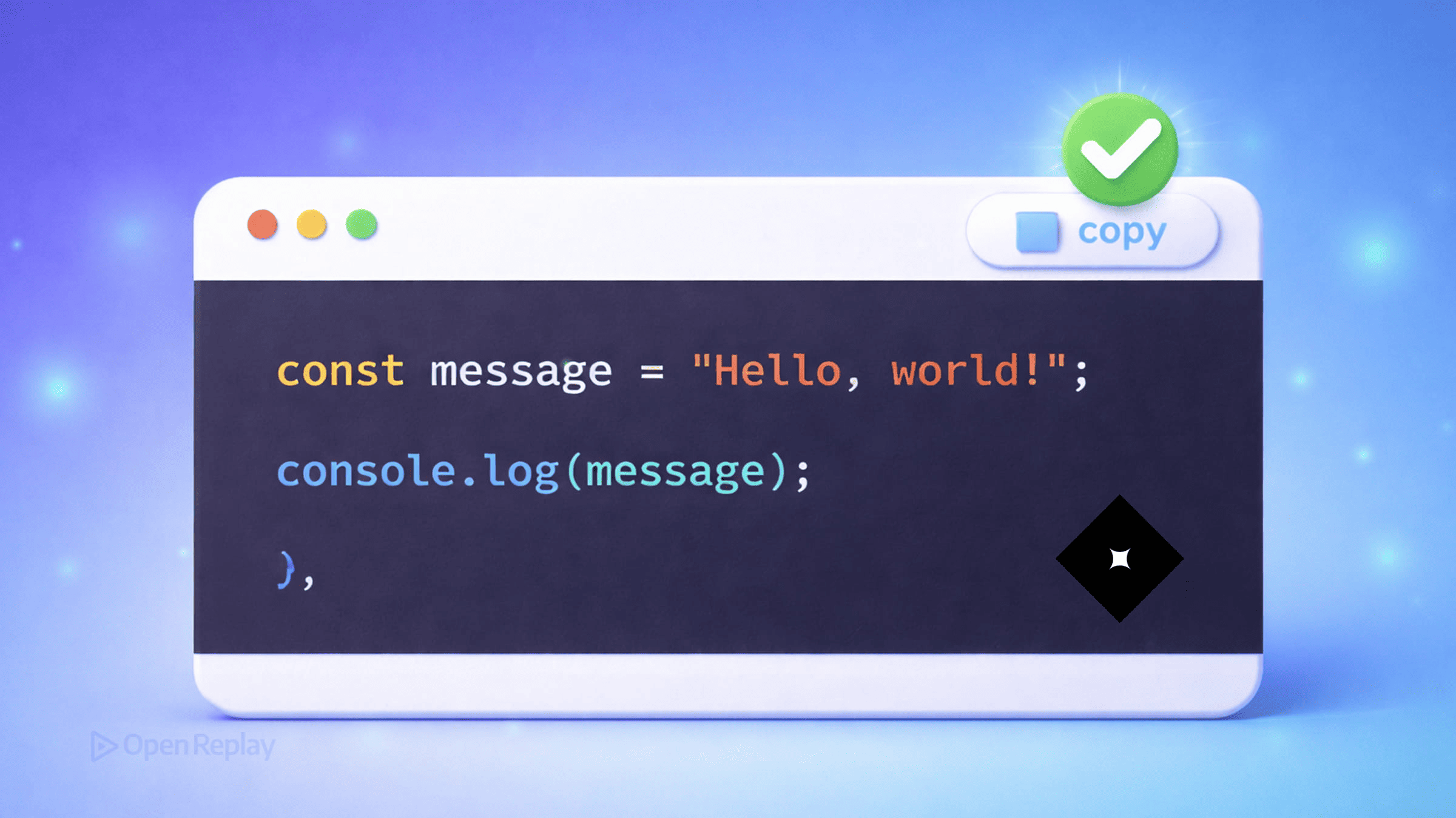 Build a copy button for code blocks with the Clipboard API, using textContent, try/catch feedback, and accessible aria-labels.