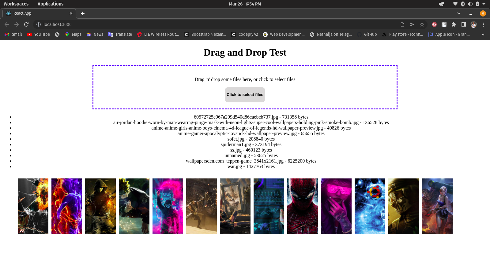 the final app showing previews of images