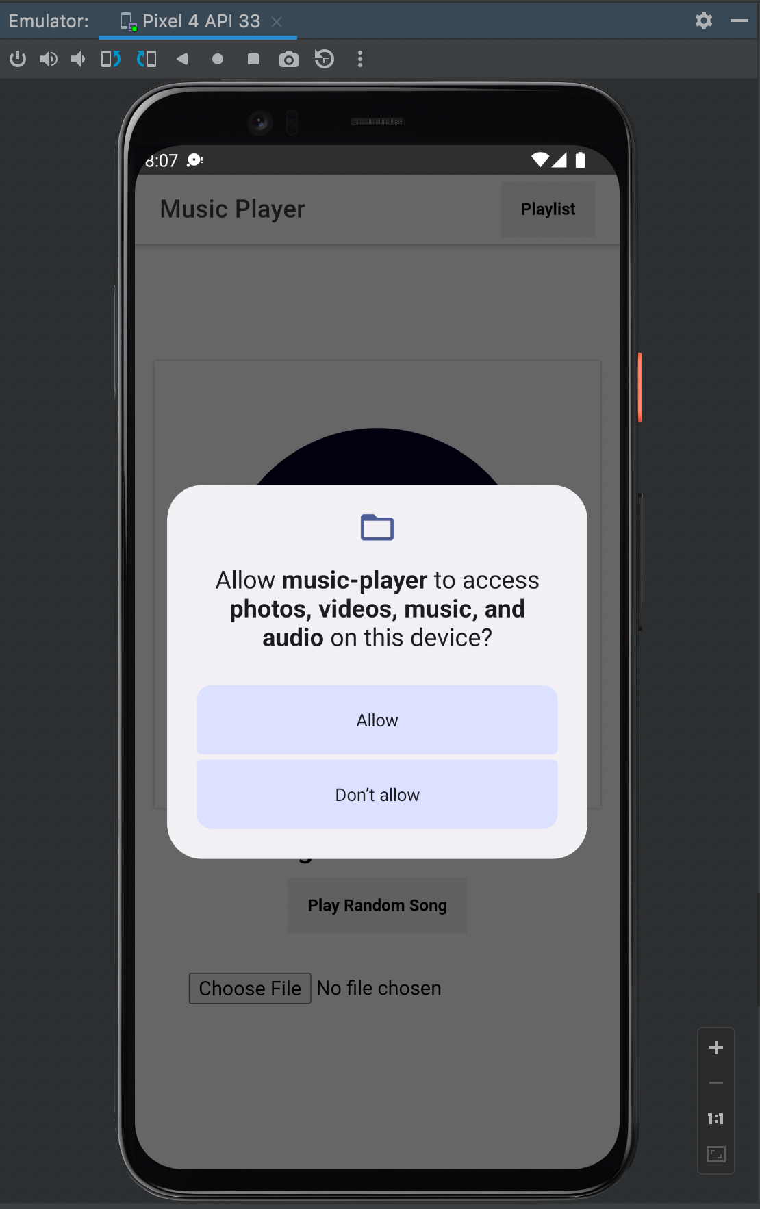 8 A screenshot showing the running app on an emulated device