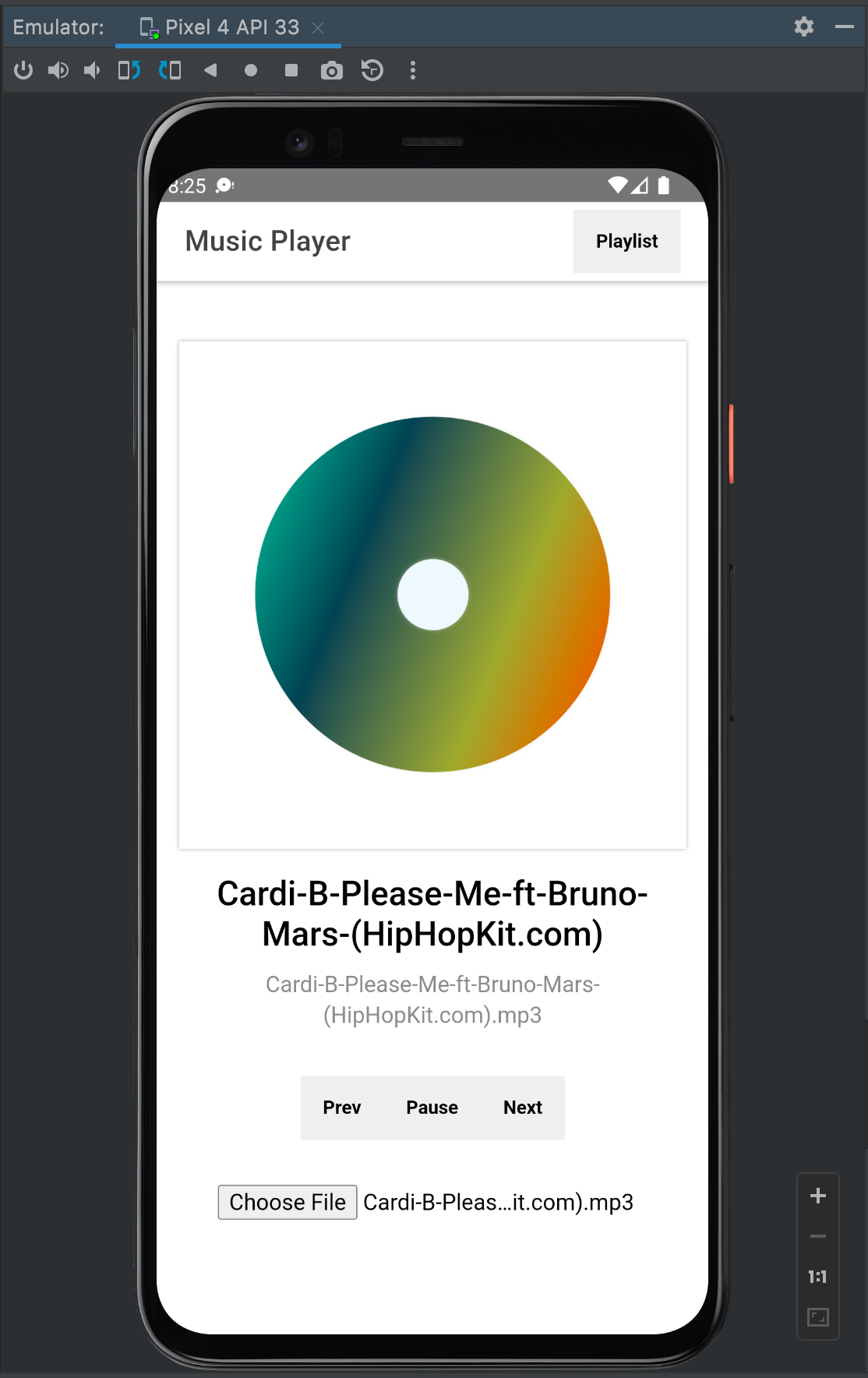 13 A screenshot showing the already playing song