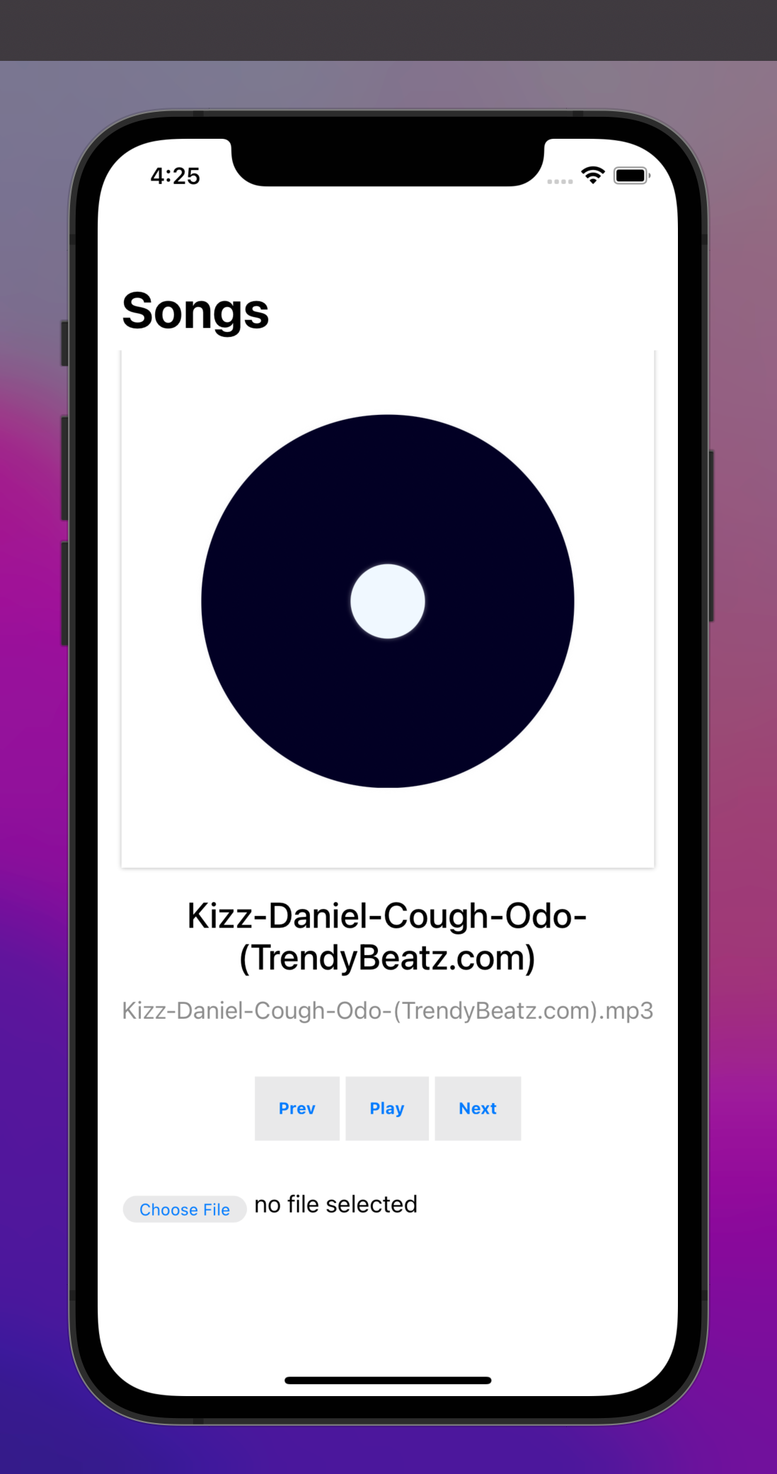 23 A screenshot showing the already loaded-up music