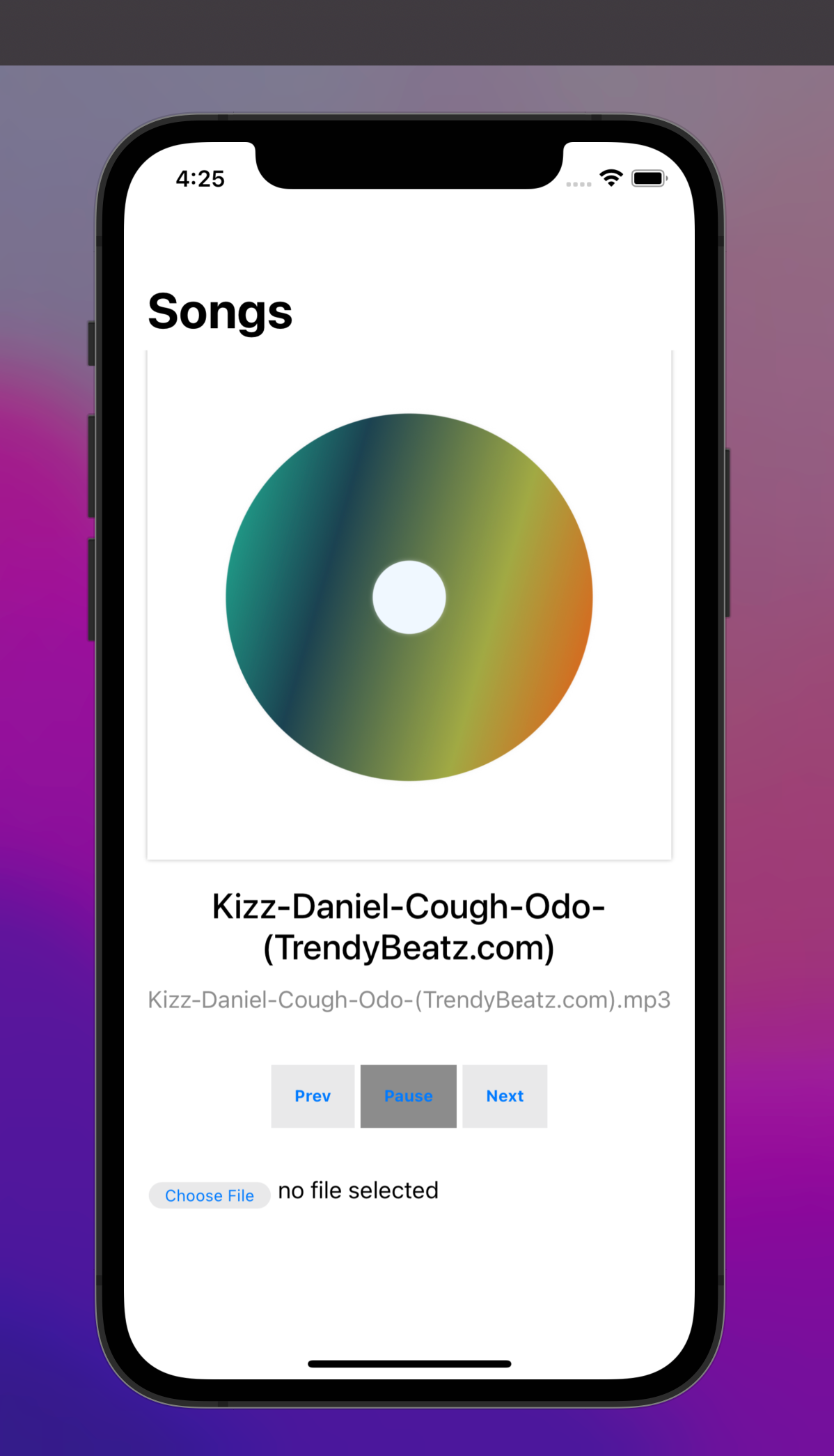 24 A screenshot showing the playing music