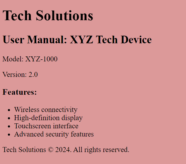 Header and footer web page