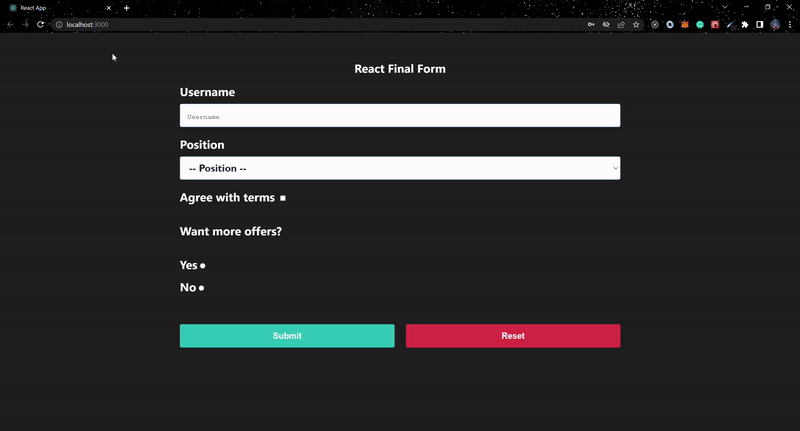 Complete form validation