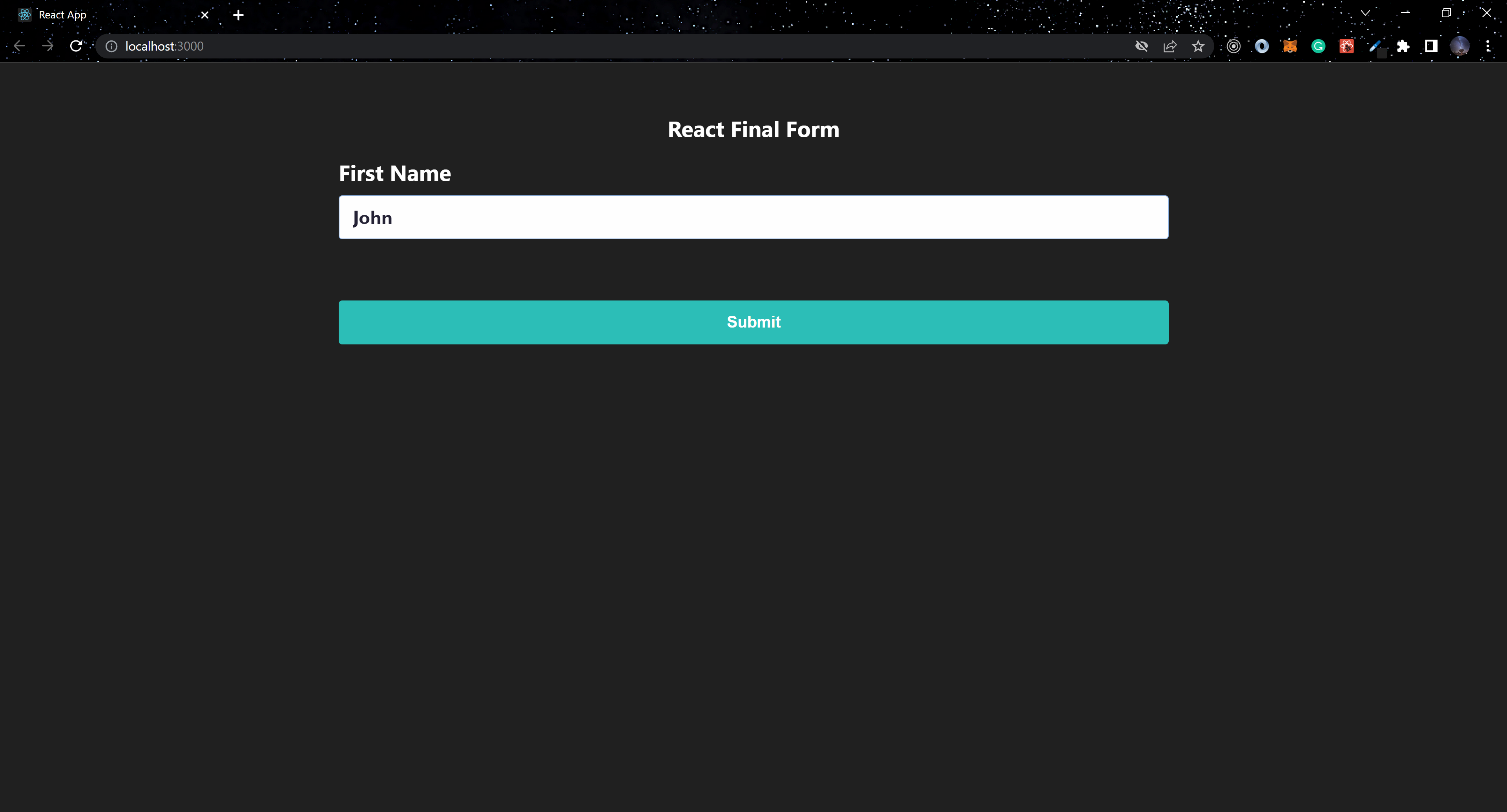 Basic use of React Final Form