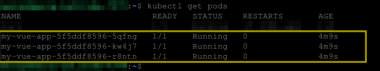 Viewing the pods/instances created by the deployment