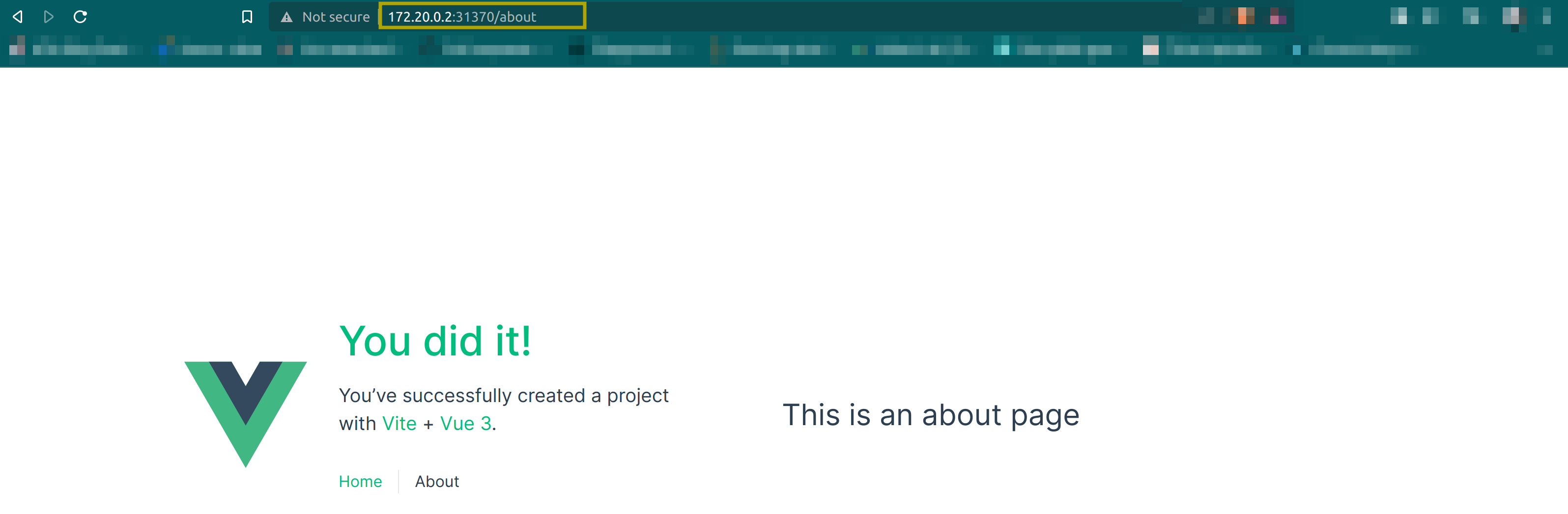 Viewing the About page