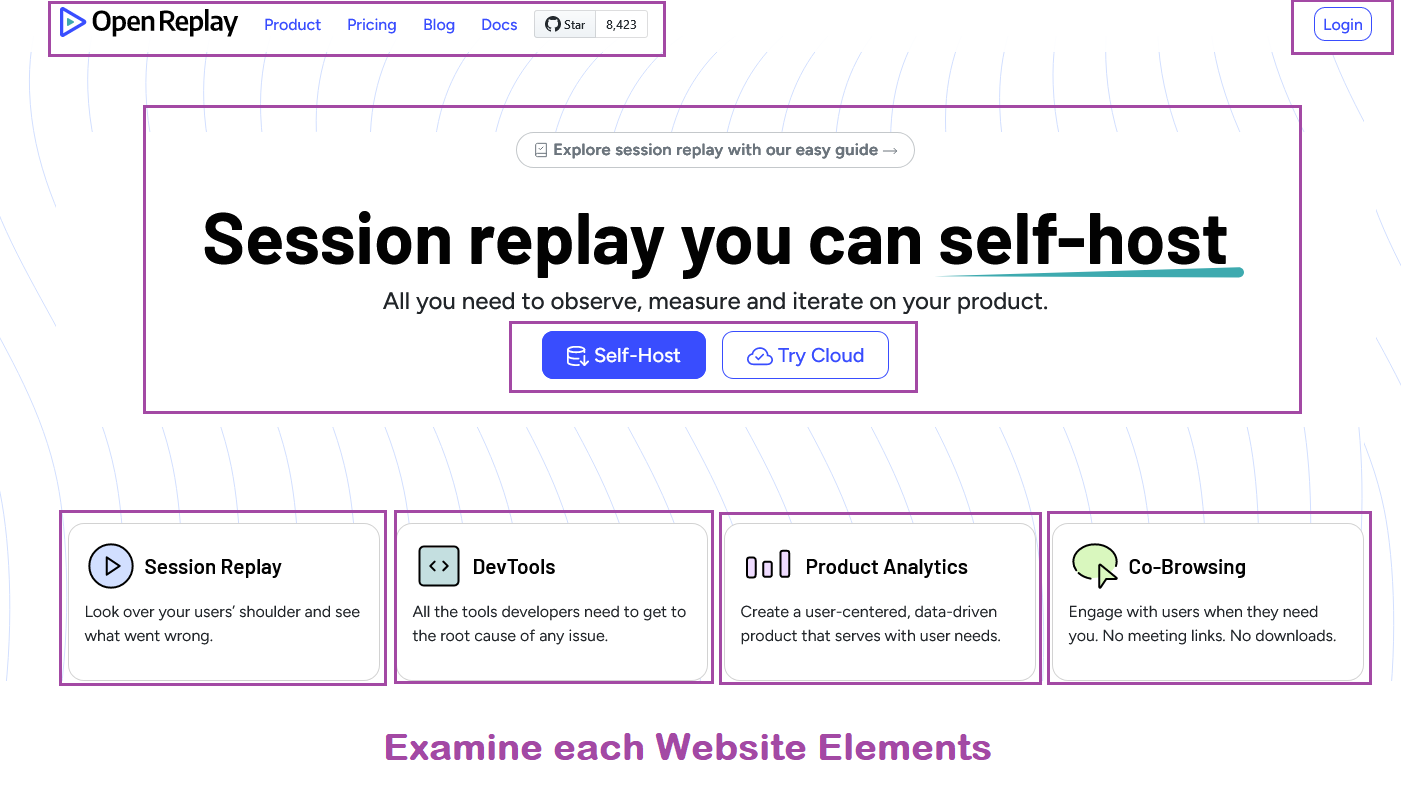 Examine website elements