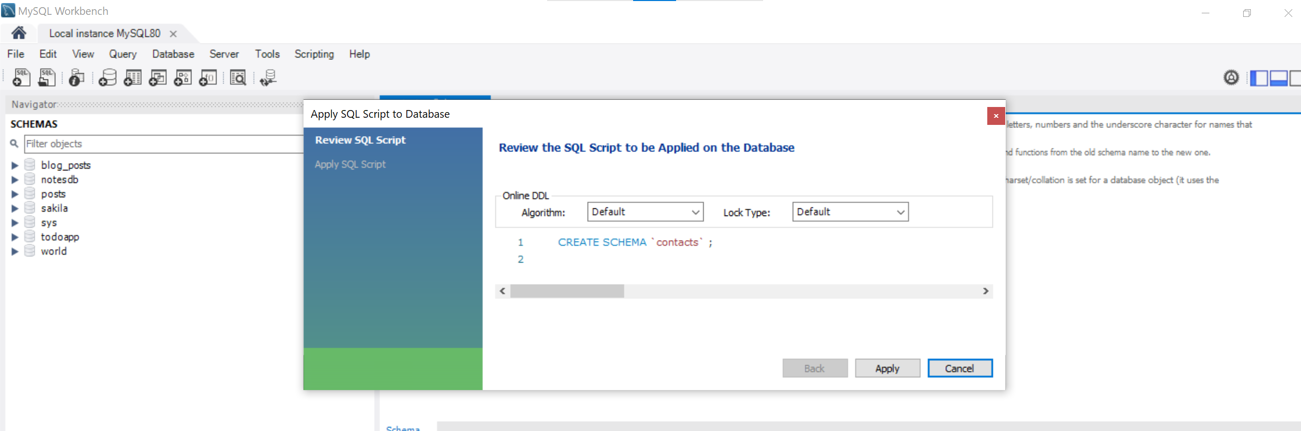 Create MySQL Schema