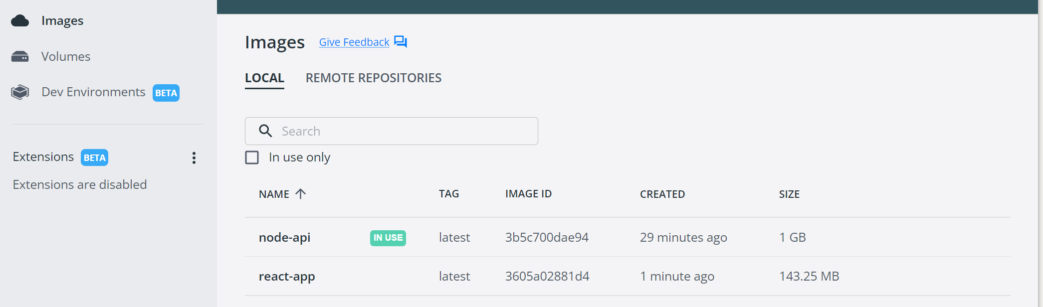 Docker images