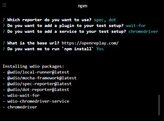 Install WDIO Config