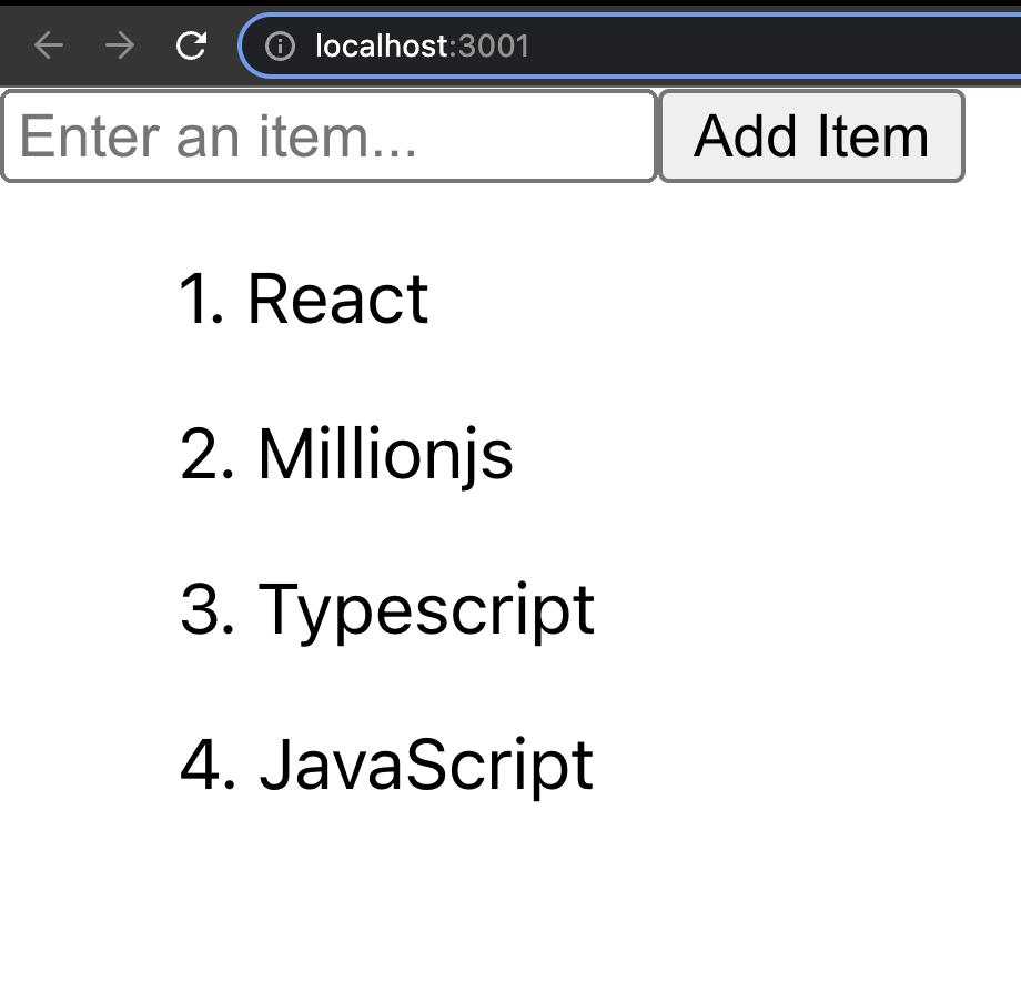 Rendering dynamic list