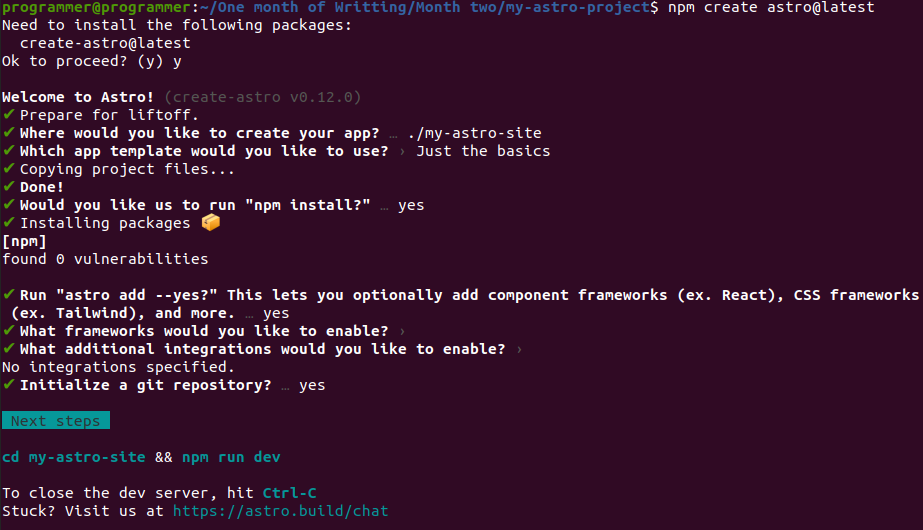 Configuring a new project