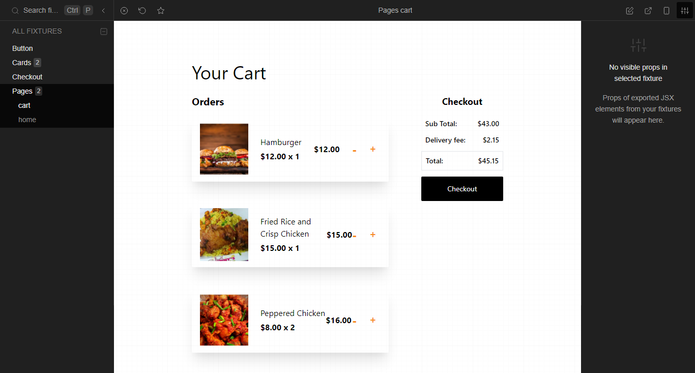 Cart page fixture