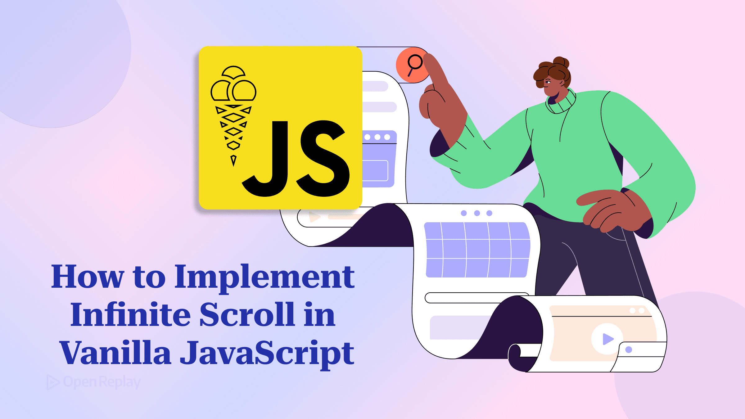 Implement infinite scroll in vanilla JavaScript with Intersection Observer, sentinel elements, pagination, loading guards, and accessibility fallbacks.