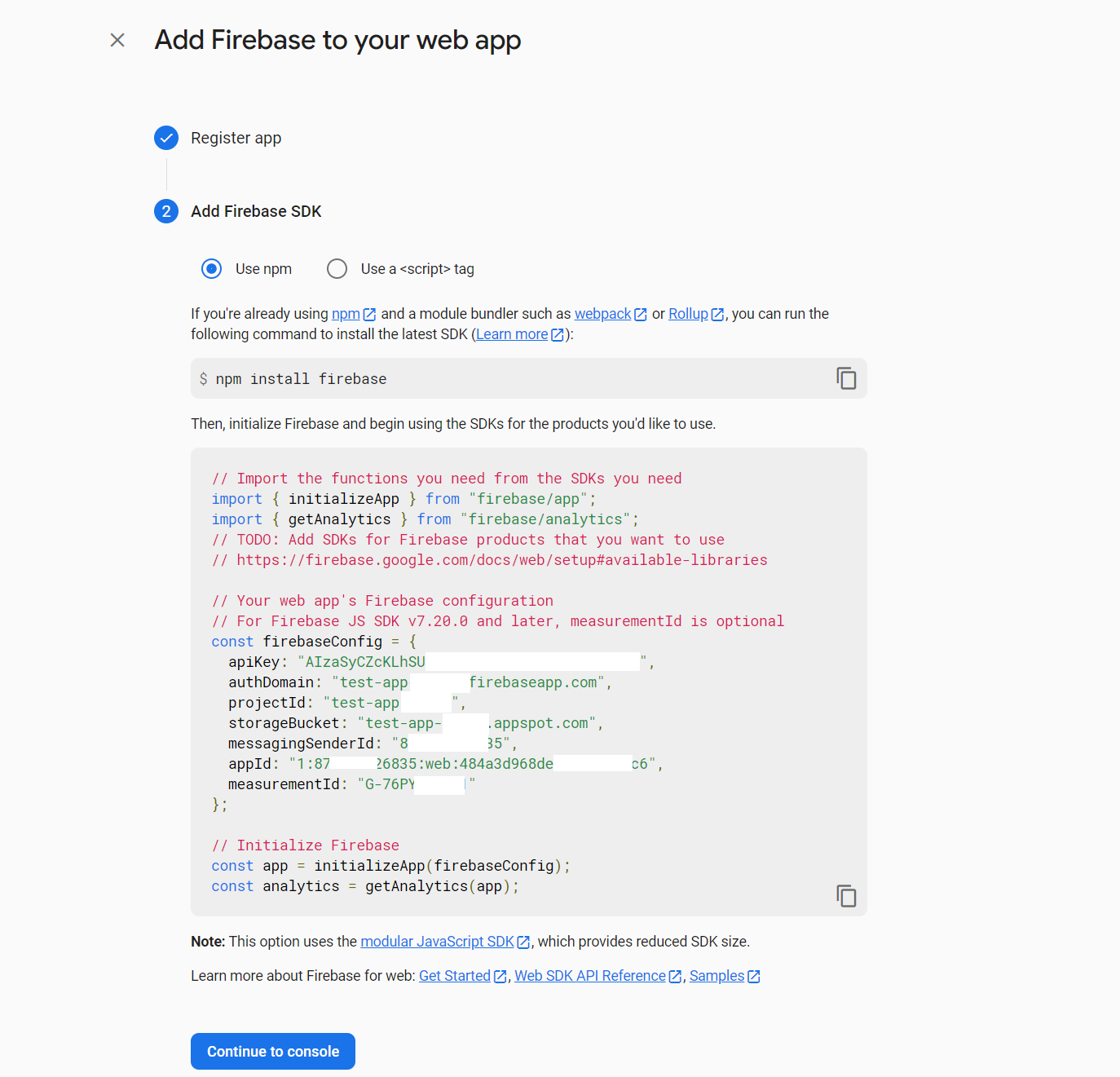 Firebase configurations