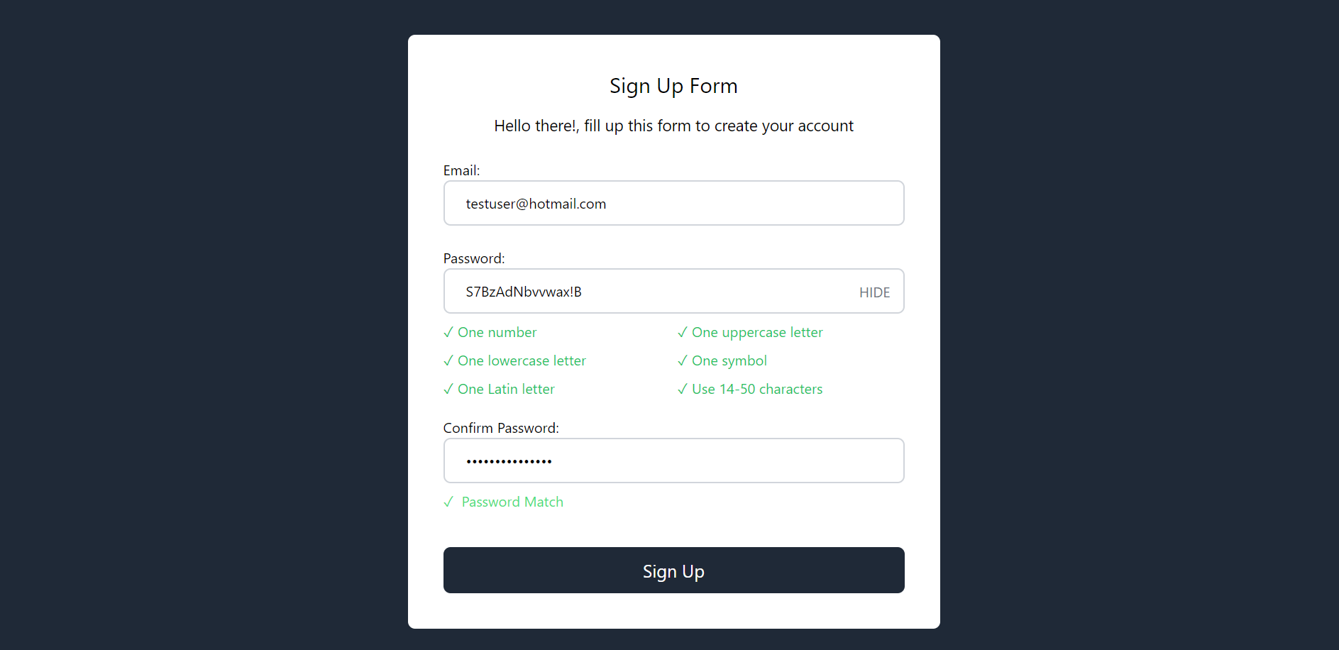 UI build with policy validated