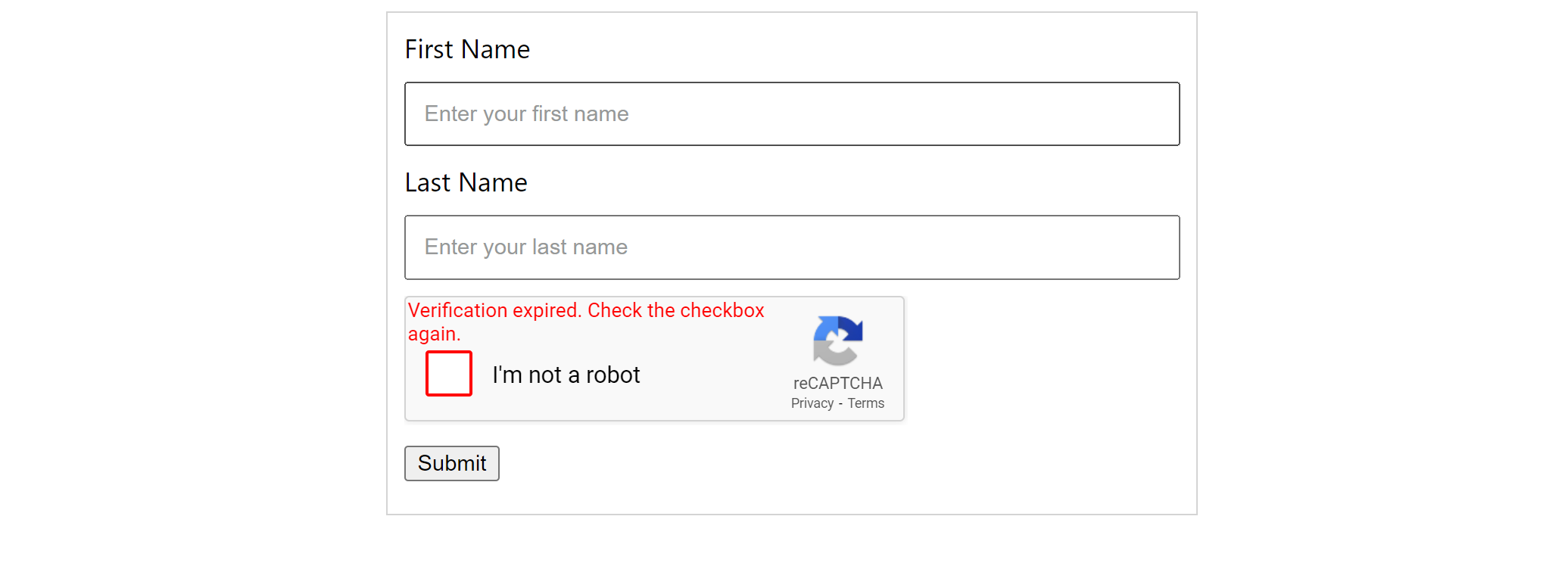 8 reCAPTCHA timeout
