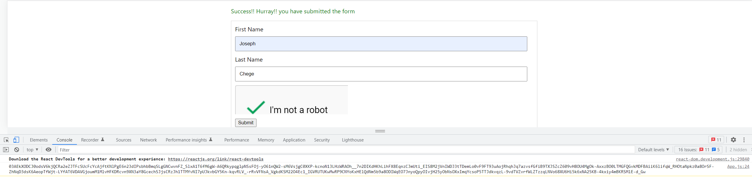 9 reCAPTCHA token