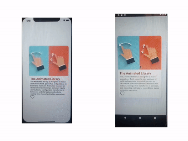 2 Image of the Component panned up on Android and down on iOS emulators
