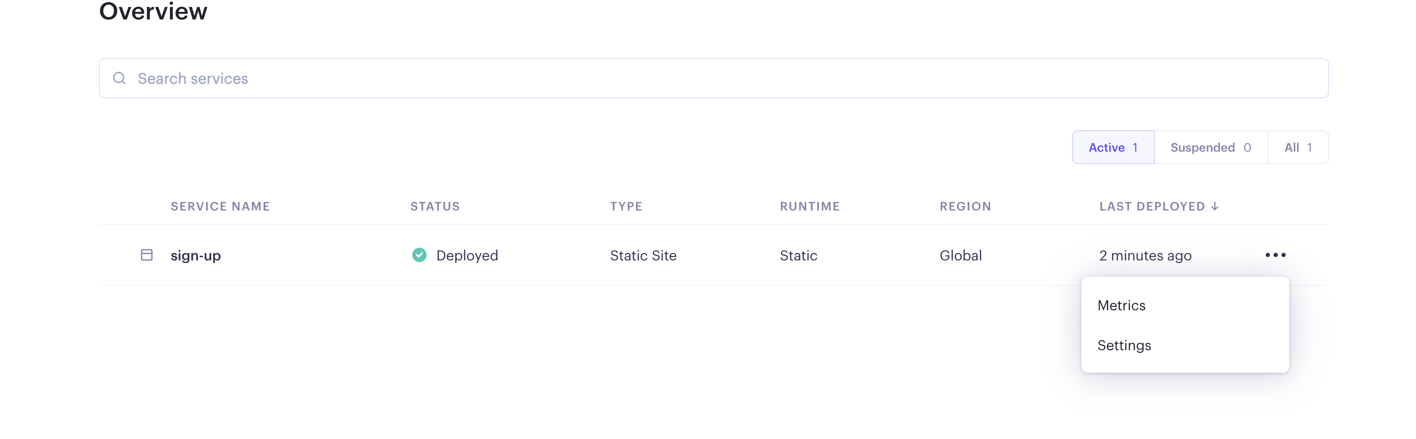 Overview of deployed projects on render with real-time deployment logs and status