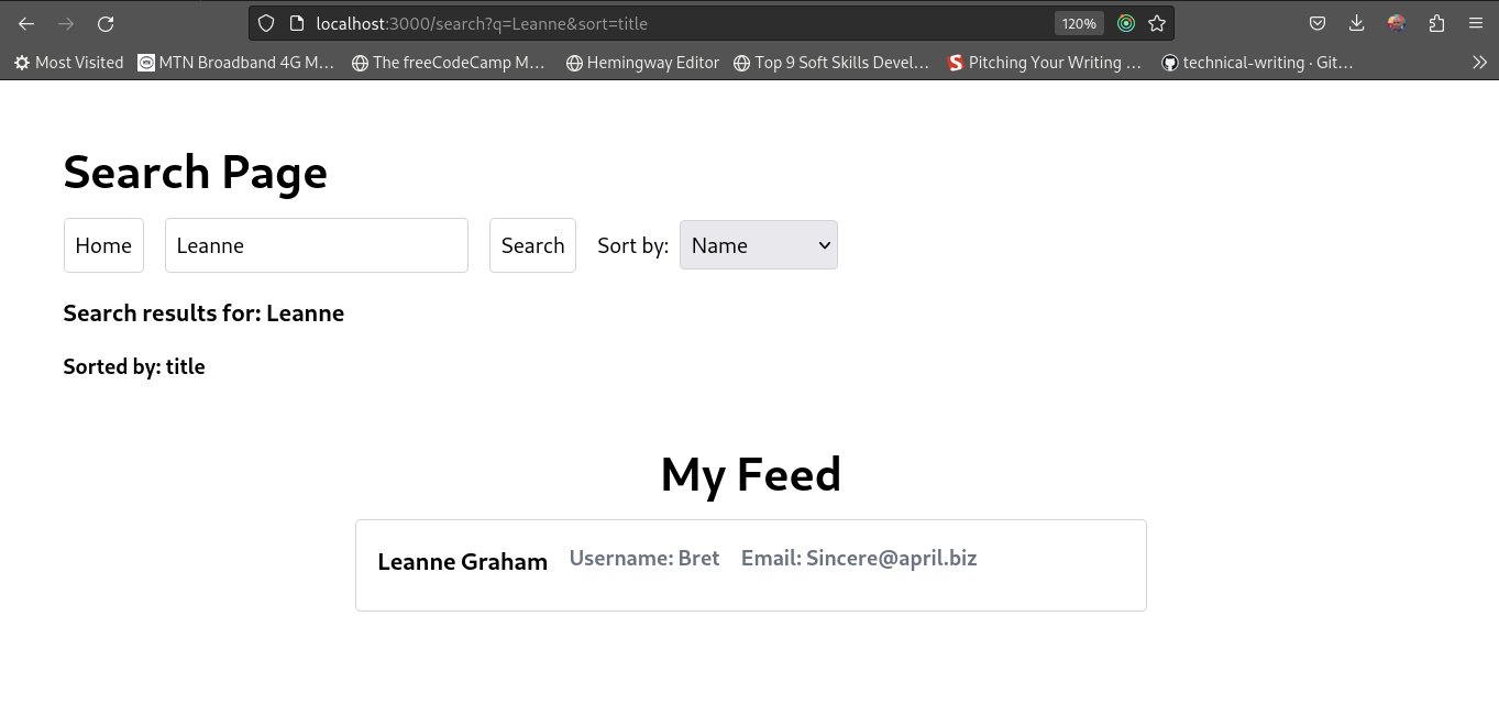 showing results for search page using URL query parameters