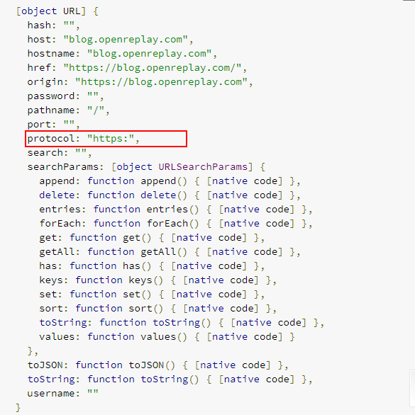 Protocol property as a url object attribute